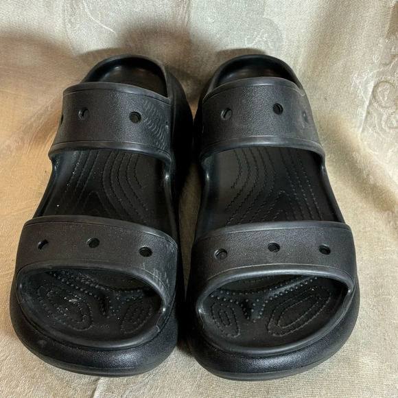 CROCS Sz 11 Classic Crush Iconic  Comfort Chunky Wedge 2 Straps Slip On Slides - Picture 2 of 13